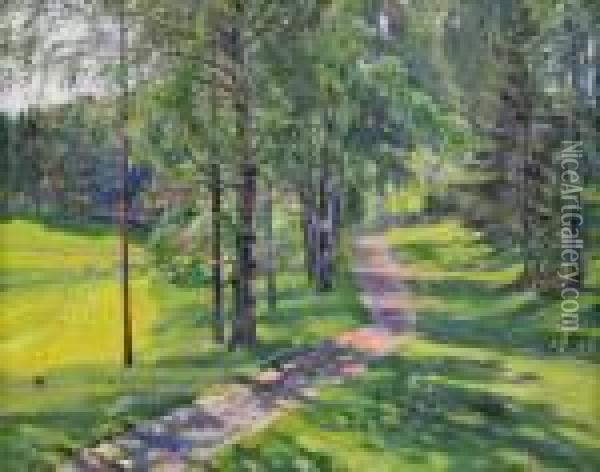 The Road To The Estate Oil Painting - Sergey Arsenievich Vinogradov