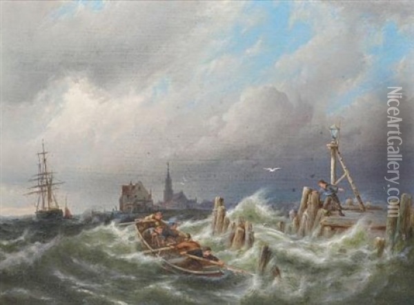 Ter Neuze On The Scheldt Oil Painting - Pieter Cornelis Dommershuijzen