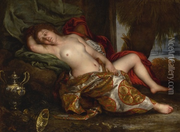 Reclining Nude, Possibly Sophonisba Oil Painting - Francesco del Cairo