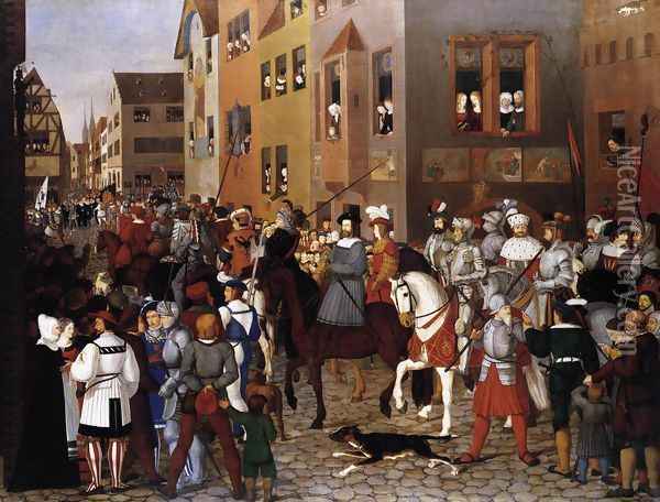 The Entry of Emperor Rudolf of Habsburg into Basle 1809-10 Oil Painting - Franz Pforr