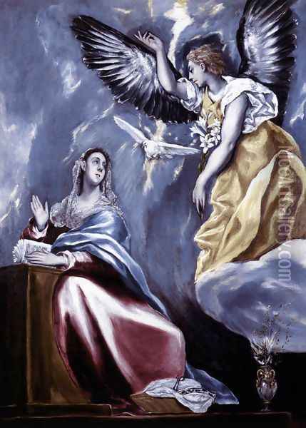 Annunciation 1595-1600 Oil Painting - El Greco (Domenikos Theotokopoulos)