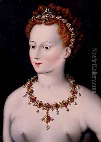 Portrait of a lady Oil Painting - School Of Fontainbleau