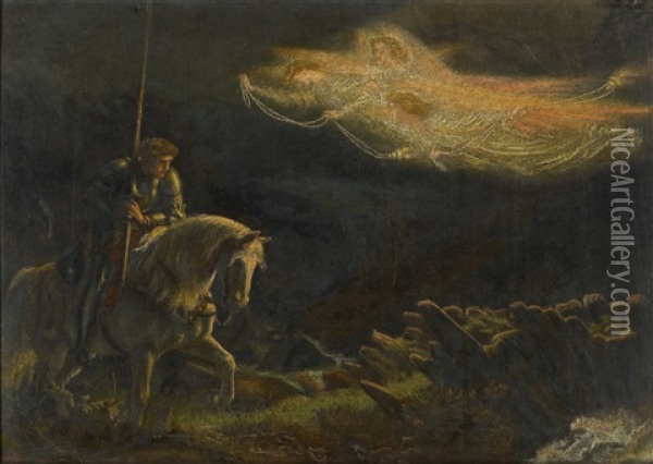 Study For Sir Galahad - The Quest For The Holy Grail Oil Painting - Arthur Hughes