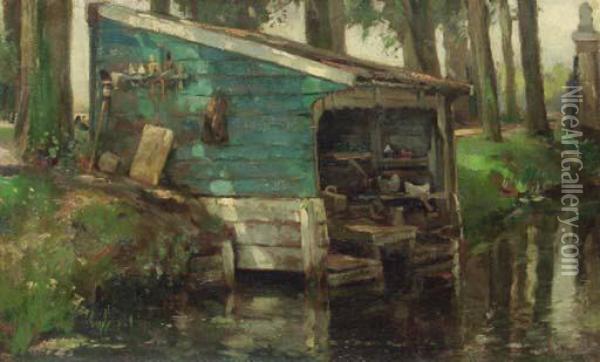 The Wash-house Oil Painting - August Willem van Voorden