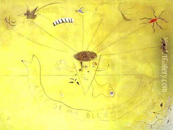 Bouquet of Flowers. Smile of My Blond. (Sourire de ma blonde) Oil Painting - Joaquin Miro