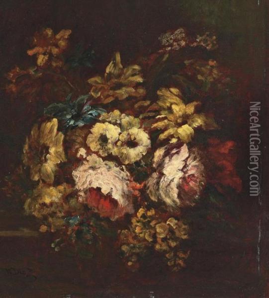Flower Still-life Oil Painting - Narcisse-Virgile D Az De La Pena