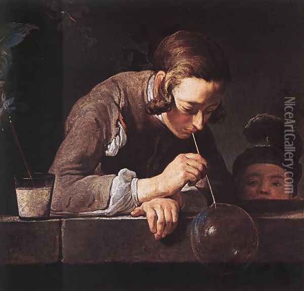 The Soap Bubble c. 1739 Oil Painting - Jean-Baptiste-Simeon Chardin