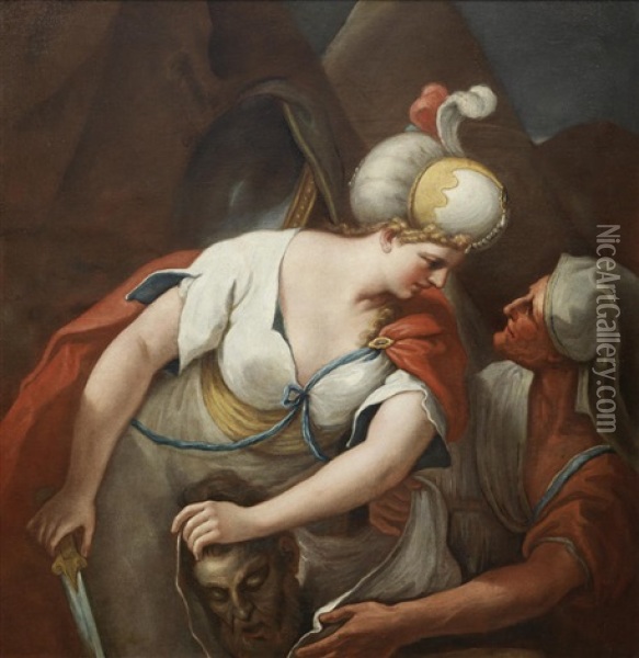Rebecca At The Well; And Judith With The Head Of Holofernes Oil Painting - Nicolo Bambini