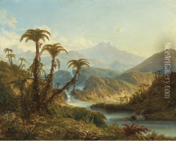 Chimborazo, Queen Of The Andes Oil Painting - Alexander Francois Loemans