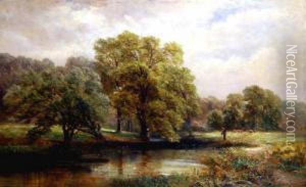 River Scene With Fishermen Oil Painting - William Duffield