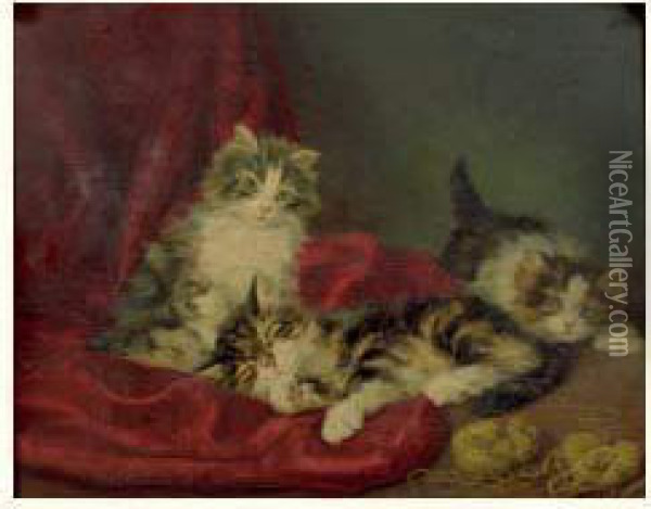 Les Chatons Oil Painting - Daniel Merlin