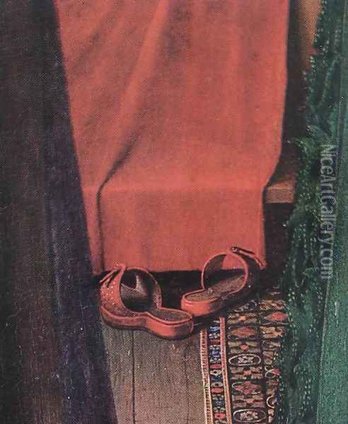 Portrait of Giovanni Arnolfini and his Wife (detail 8) 1434 Oil Painting - Jan Van Eyck