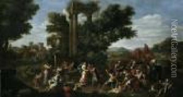 Rebecca Und Eliezer Am Brunnen (1 Mose, Kap. 24). Oil Painting - Nicolas Poussin