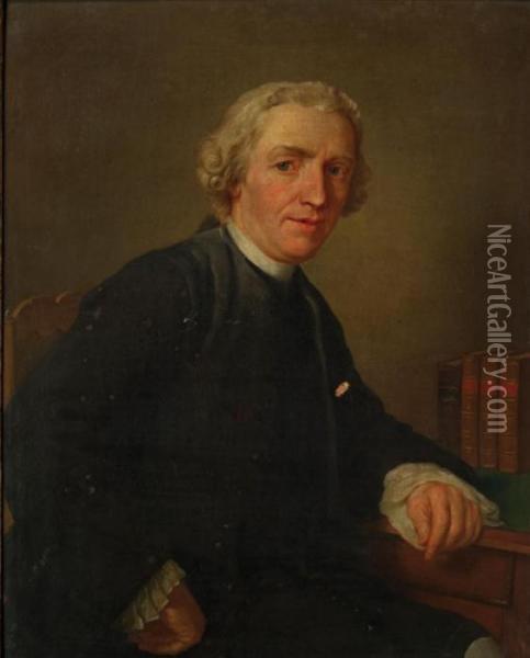 Portrait D'homme Accoude Sur Une Table Oil Painting - Etienne Aubry