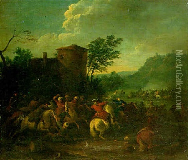 A Cavalry Battle Oil Painting - Karel Breydel