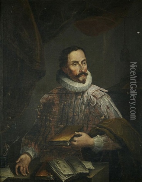 Retrato De Cervantes Oil Painting - Pedro Rodriguez de Miranda