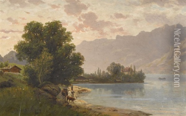 Sommerliche Seeuferpartie Oil Painting - Karl Christian Wymann Mory