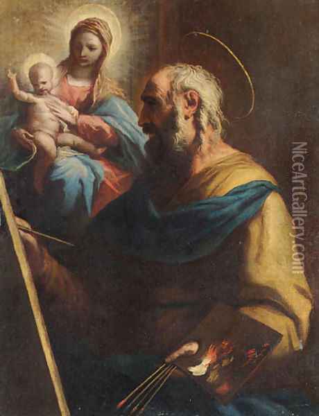 Saint Luke painting the Madonna and Child Oil Painting - Luca Giordano