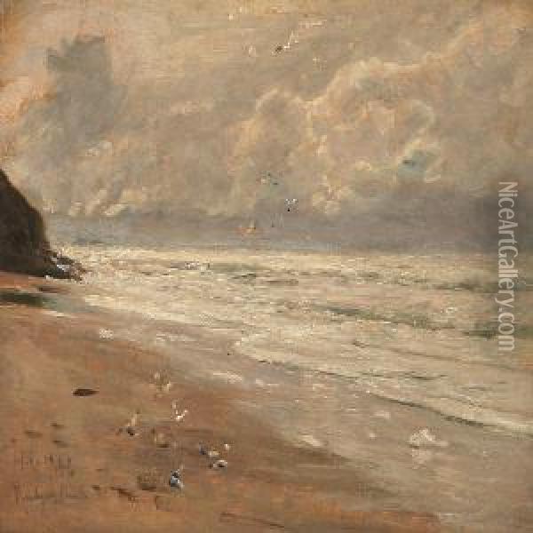 Coastal Scene From Rubjerg Knude, Denmark Oil Painting - Godfred B.W. Christensen