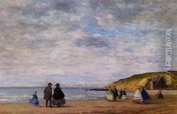 A Walk on the Beach Oil Painting - Eugene Boudin