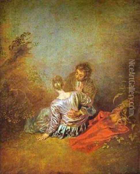 Le Faux Pas (The Mistaken Advance) 1717 Oil Painting - Jean-Antoine Watteau