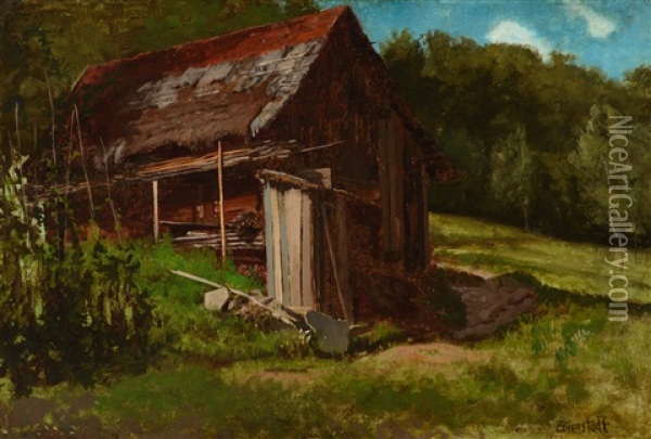 Cabin In The Foothills Oil Painting - Albert Bierstadt