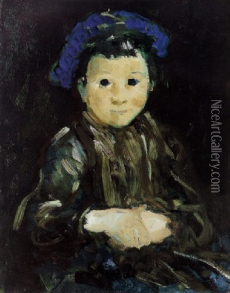 Boy With Blue Cap Oil Painting - George Benjamin Luks