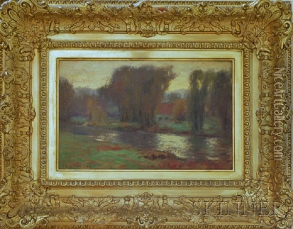 Fall Landscape With Stream Oil Painting - Jonas Joseph LaValley