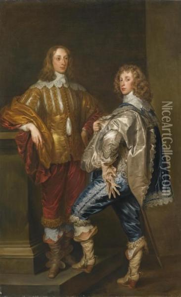 Double Portrait Of Lord John 
Stuart (1621-1644) And Lord Bernard Stuart, Later Earl Of Lichfield 
(1622-1645) Oil Painting - Sir Anthony Van Dyck