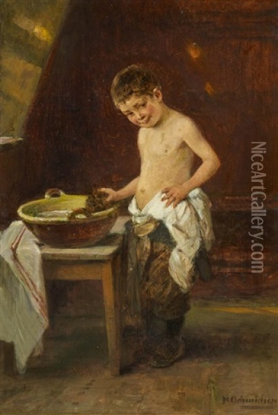 Grose Wasche Oil Painting - Hugo Oehmichen