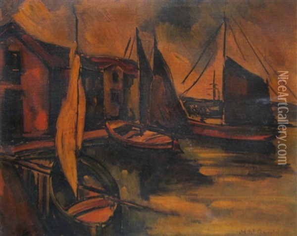 Boats At Twilight Oil Painting - Max Arnold