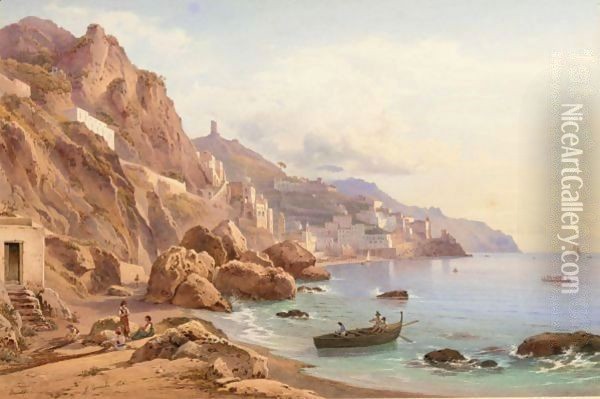 Amalfi, Veduta Del Golfo Oil Painting - Hermann David Salomon Corrodi