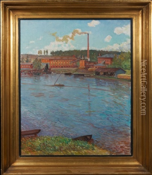 Vaajakoski Oil Painting - Vaeinoe Haemaelaeinen