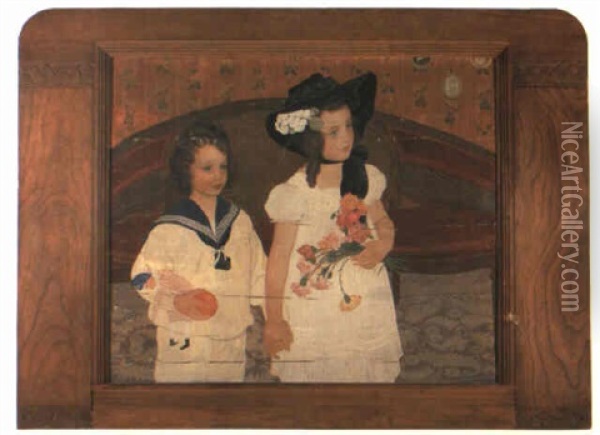 Die Geschwister Oil Painting - Ernest Bieler