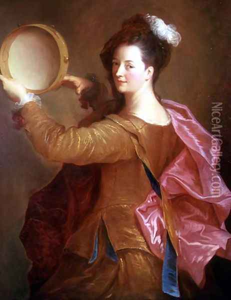 Portrait of a Woman with a Tambourine Oil Painting - Jean-Alexis Grimou
