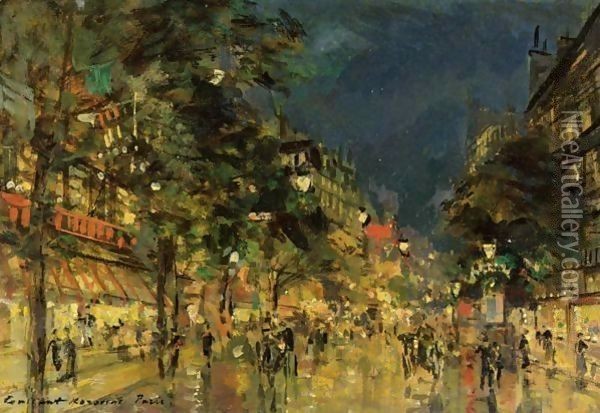 Paris At Night 3 Oil Painting - Konstantin Alexeievitch Korovin