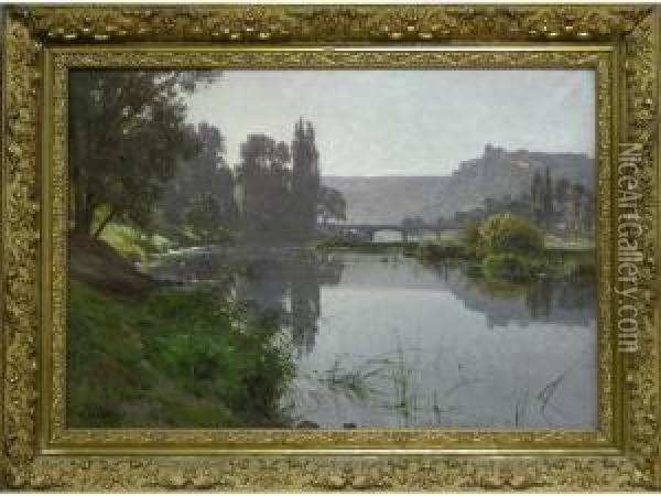 Besancon, Le Doubs Et Lacitadelle Oil Painting - Marie-Victor Emile Isenbart