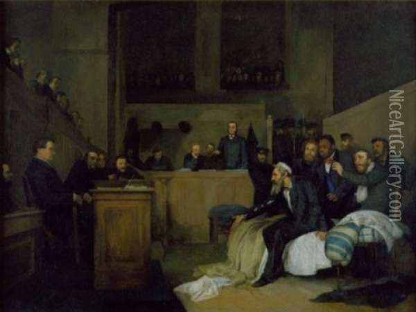 The Trial Of John Brown And His Accomplices, Before The Court At Charleston, West Virginia Oil Painting - Eugene-Antoine Guillon