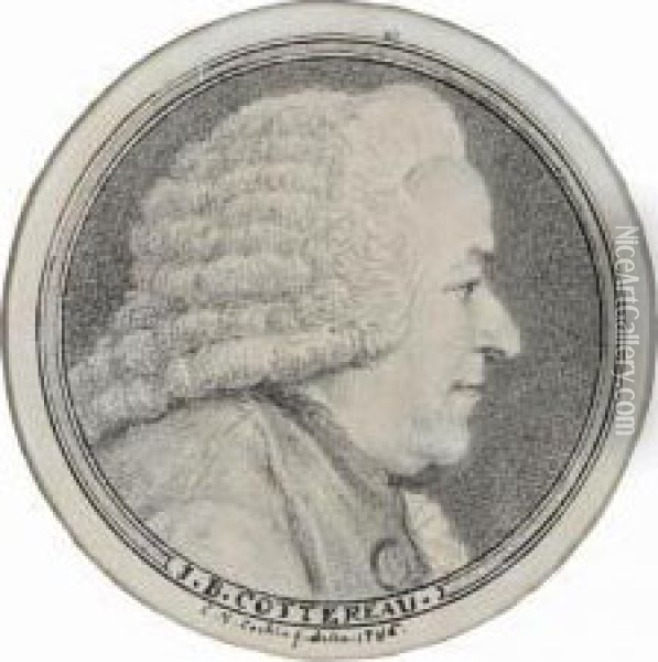 Profile Portrait Of Jean Baptiste Cottereau, In A Drawn Circle Oil Painting - Charles-Nicolas I Cochin