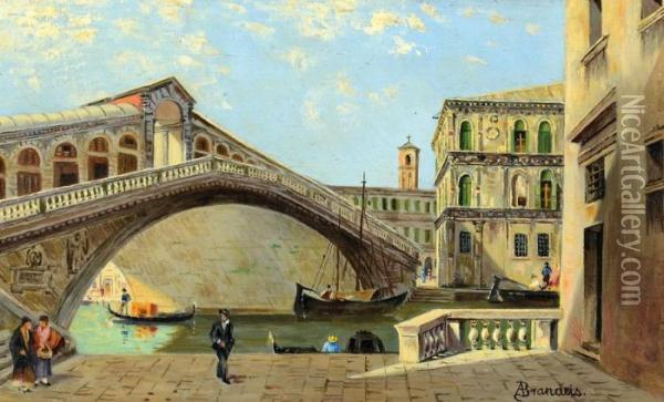 Figures By The Bridge Oil Painting - Antonietta Brandeis