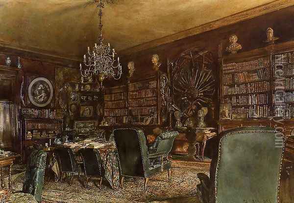 The Library of the Palais Lanckoronski, Vienna Oil Painting - Rudolf Ritter von Alt