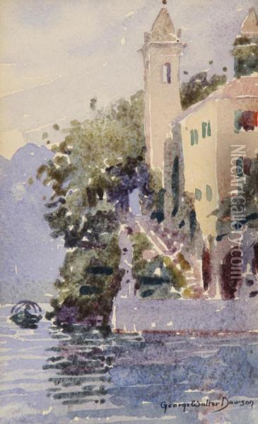 Villa On Lake Como Oil Painting - George Walter Dawson