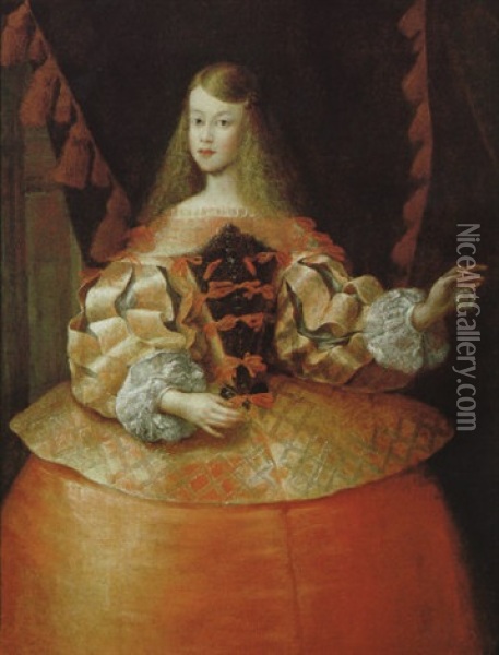Bildnis Der Habsburgischen Infantin Margarita Teresa Von Spanien Oil Painting - Francisco Ignacio Ruiz de la Iglesia