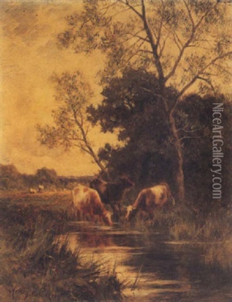 A Summer Morning Oil Painting - Henry H. Parker