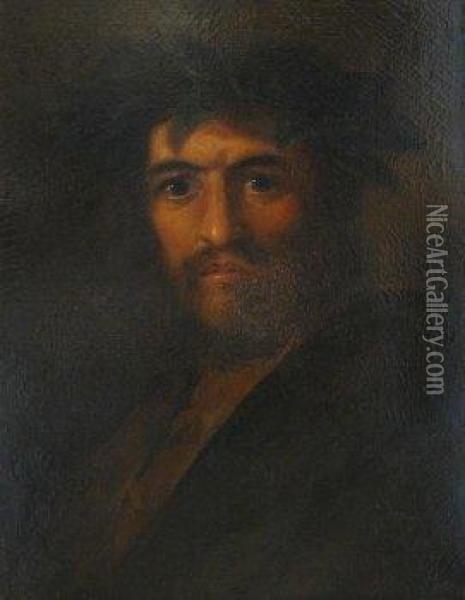 Portrait, Bust-lenght, Of A Poet With Laurel Wreath. Oil Painting - Baron Pierre-Narcisse Guerin
