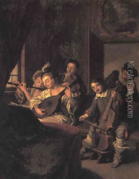 The Recital Oil Painting - Jan Josef Horemans the Younger