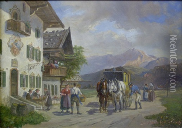 Alpine Village Oil Painting - Ludwig Mueller-Cornelius