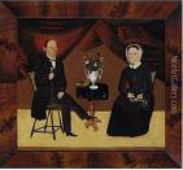 Mr. And Mrs. William Vaughan Of Aurora Oil Painting - Sheldon Peck