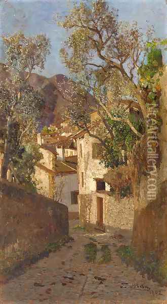 A shaded village road Oil Painting - Tina Blau