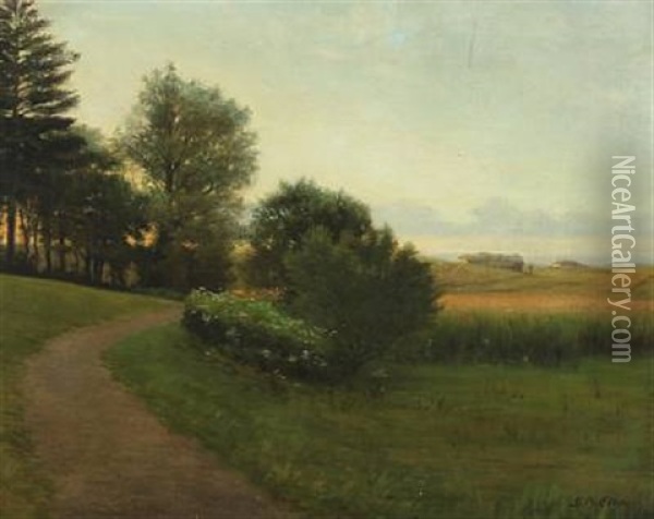 Landscape With Hills And A House Oil Painting - Gustav Adolf Clemens
